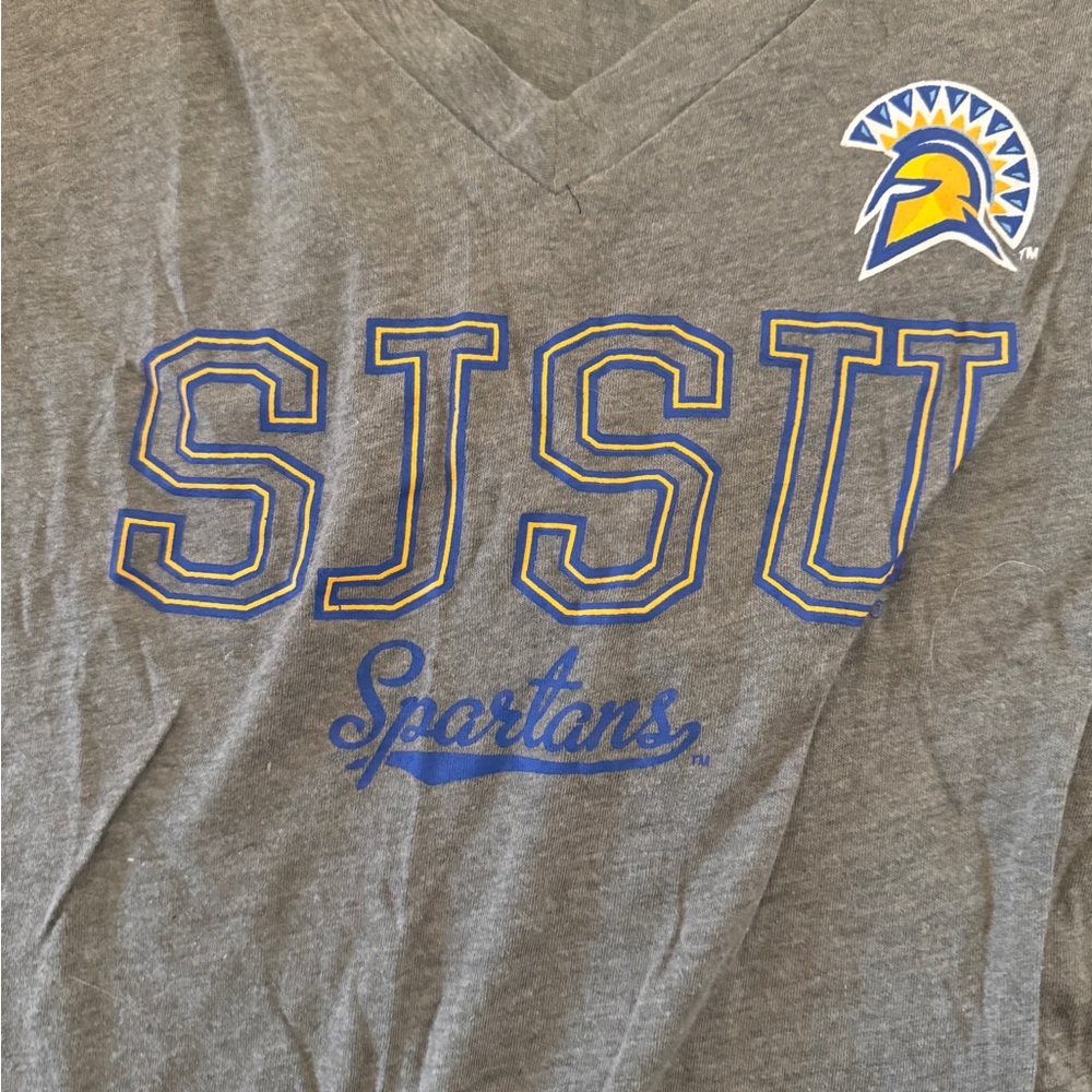 Gray SJSU Spartans V-Neck T-Shirt - Picture 2 of 4